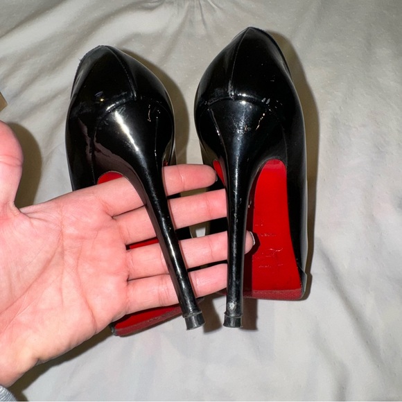 CHRISTIAN LOUBOUTIN BLACK PATENT LEATHER PLATFORM NEW SIMPLE PUMP 120 SZ 37 - Picture 7 of 16